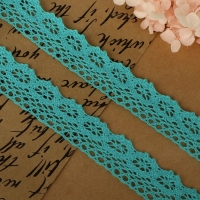Кружево вязаное, 25 мм &times; 2,7 &plusmn; 0,5 м, цвет бирюзовый