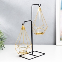 Подсвечник металл, стекло на 2 свечи "Пирамида в треугольнике" чёрный 36х11х15 см Подсвечник металл, стекло на 2 свечи "Пирамида в треугольнике" чёрный 36х11х15 см