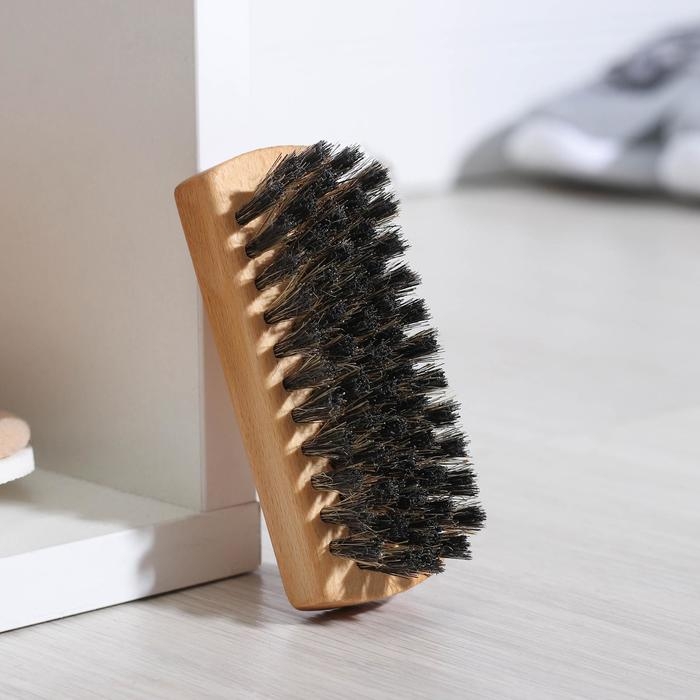 Щётка для обуви, 10,2&times;3,5 см, 59 пучков, натуральный волос