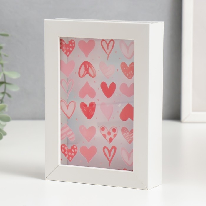 Копилка интерьерная пластик Копилка интерьерная пластик "Нарисованные сердца" 17х12х3,8 см