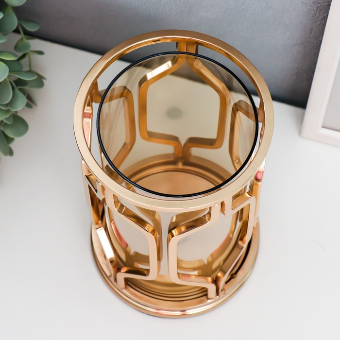 Подсвечник металл, на 1 свечу Подсвечник металл, на 1 свечу "Соты" золото 12,5х12,5х20 см