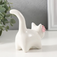 Сувенир керамика "Котик белый пухлый с розовыми цветочками" 7,8х5х10 см