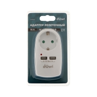Адаптер 1 гнездо + 2 USB порта на европейскую вилку с/з 16A 230В 3680Вт IP20 белый 27418 6, Адаптер 1 гнездо + 2 USB порта на европейскую вилку с/з 16A 230В 3680Вт IP20 белый 27418 6,