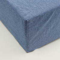 Простыня на резинке SL Home "Деним" 200*200+30 см, цв.синий, 100% жатый хлопок