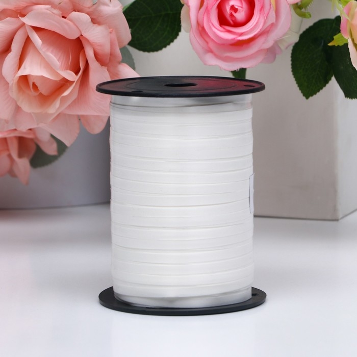 Лента для декора и подарков, белый, 0,5 см х 250 м Лента для декора и подарков, белый, 0,5 см х 250 м