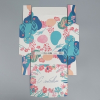 Коробка подарочная складная двухсторонняя, упаковка, &laquo;Цветы&raquo;, 20 х 18 х 5 см