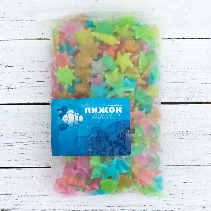 Декоративные фигурки для аквариума, светящиеся, Декоративные фигурки для аквариума, светящиеся, "Морские обитатели", 3 - 5 см, 1 кг, микс