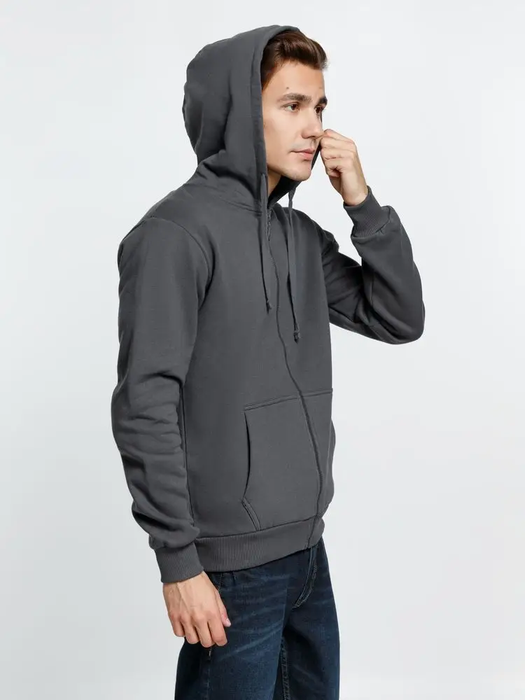 Толстовка на молнии с капюшоном Siverga Heavy 2.0, темно-серая (графит), размер 4XL