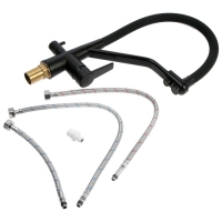 Смеситель для кухни ZEIN Z5972, с выходом для питьевой воды, гибкий излив, латунь, черный