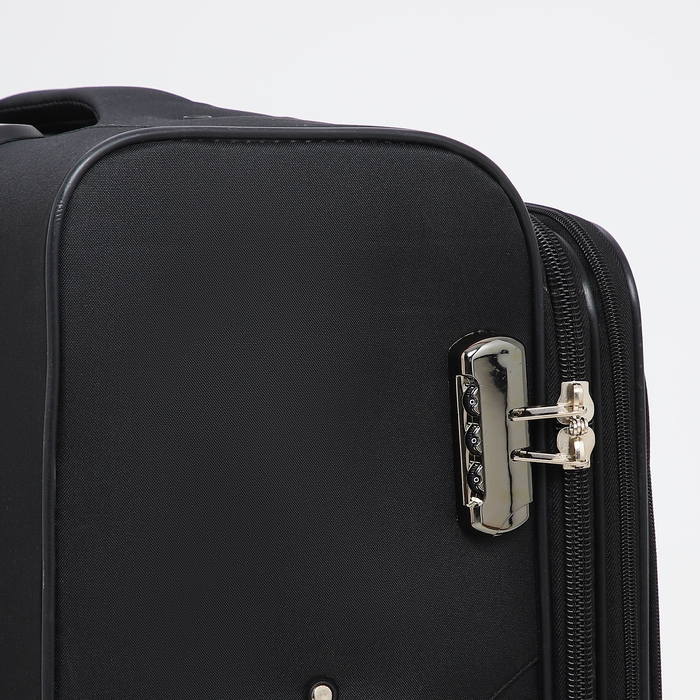 Чемодан большой 95 л (L), отдел на молнии, с расширением, кодовый замок, 3 колеса, 2 наружных кармана, цвет чёрный