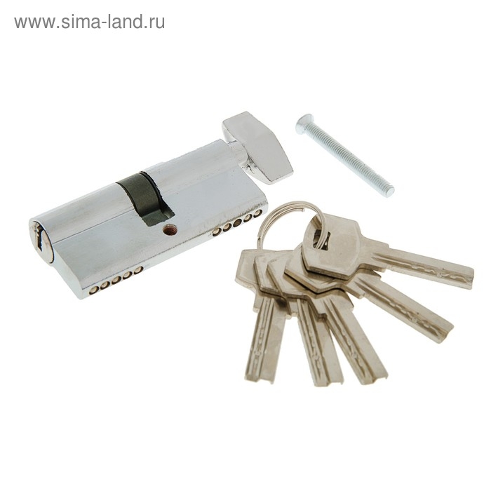 Цилиндровый механизм, 70 мм, с вертушкой, перфор. ключ, 5 ключей, цвет хром