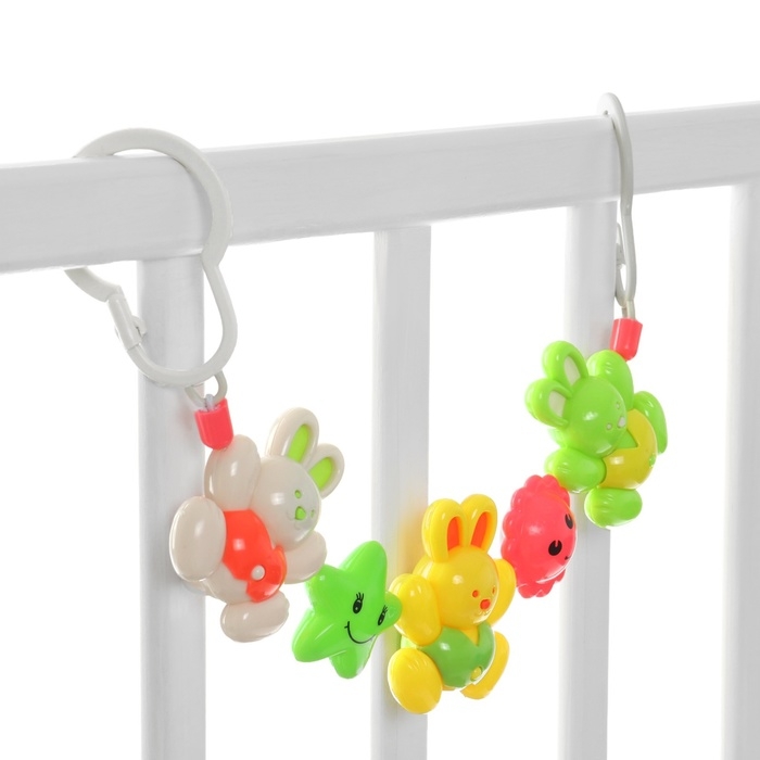 Растяжка на коляску/кроватку &laquo;Зайчики&raquo;, 3 игрушки, Крошка Я