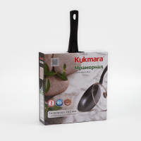 Сковорода, d=26 см, съёмная ручка, стеклянная крышка, антипригарное покрытие, цвет тёмный мрамор