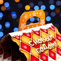 Новый год. Подарочная коробка "Пряничный" 16 х 16 х 22 см.