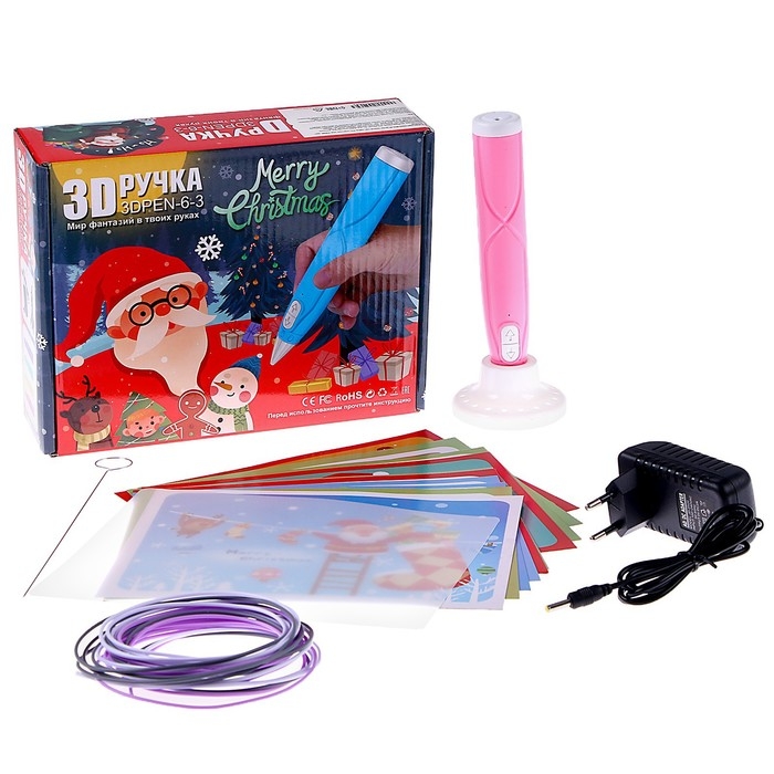 3D ручка &laquo;Новый год&raquo; набор PСL пластика, мод. PN008, цвет розовый