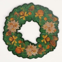 Алмазная мозаика на новый год с полным заполнением на фигурке. Новогодний венок &laquo;Зимняя сказка&raquo;, 20 х 20 см, новогодний набор для творчества