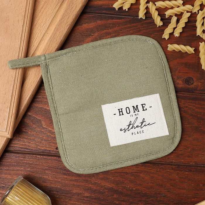 Прихватка Этель Прихватка Этель "HOME", цвет зелёный, 16х16 см, 50%хл, 50%лен