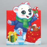 Коробка подарочная новогодняя складная &laquo;С Новым годом!&raquo;, белый мишка, 25 х 25 х 10 см, Новый год