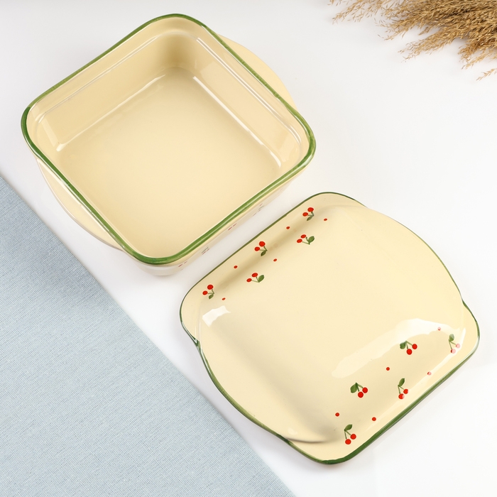 Емкость для запекания "Тетра с крышкой" 1,2л / 10х22х19,5см, кантри