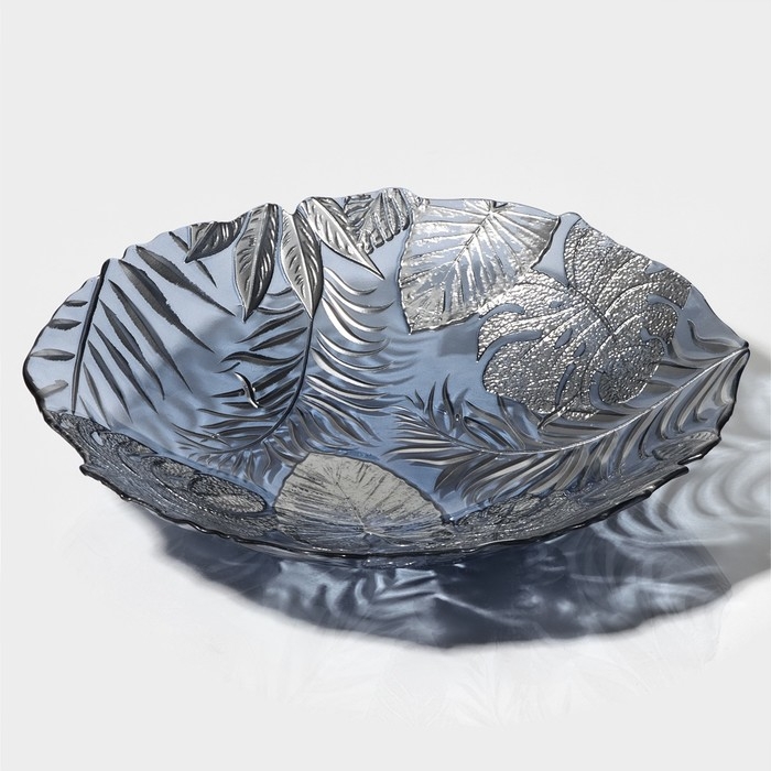 Салатник стеклянный &laquo;Арабис&raquo;, d=33 см, цвет голубой