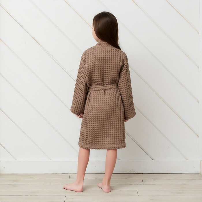 Халат вафельный детский Крошка Я "Boho" размер 30 (98-104 см) цвет мокко, 100% хлопок 290 г/м2