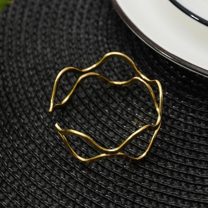 Кольцо для салфетки &laquo;Две линии&raquo;, 5,5&times;2,5 см, цвет золотой