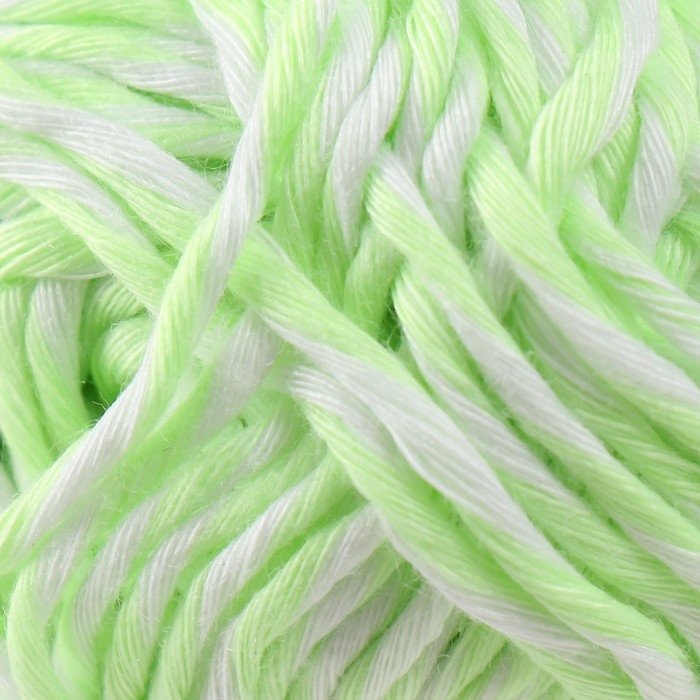 Пряжа светящаяся 100% лавсан Пряжа светящаяся 100% лавсан "Сияй" меланж 50 гр 50 м бело-медово-зеленая