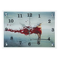 Часы-картина настенные, серия: Люди, "Девушка в красном" 25х35 см Часы-картина настенные, серия: Люди, "Девушка в красном" 25х35 см