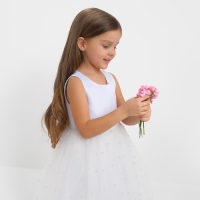 Платье детское с бусинками KAFTAN р. 32 (110-116 см), белый