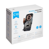 Автомобильный держатель для телефона C10, беспроводная зарядка, автозахват, 15 W, серый