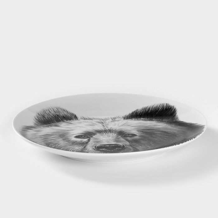 Тарелка фарфоровая &laquo;Медведь&raquo;, d=24 см, белая