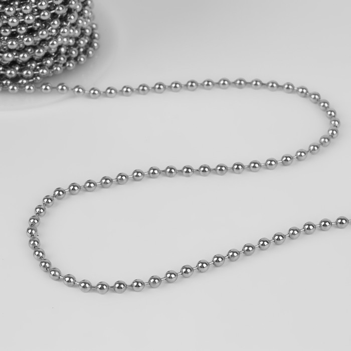 Цепочка для сумки, железная, d = 3,2 мм, 10 &plusmn; 0,5 м, цвет серебряный