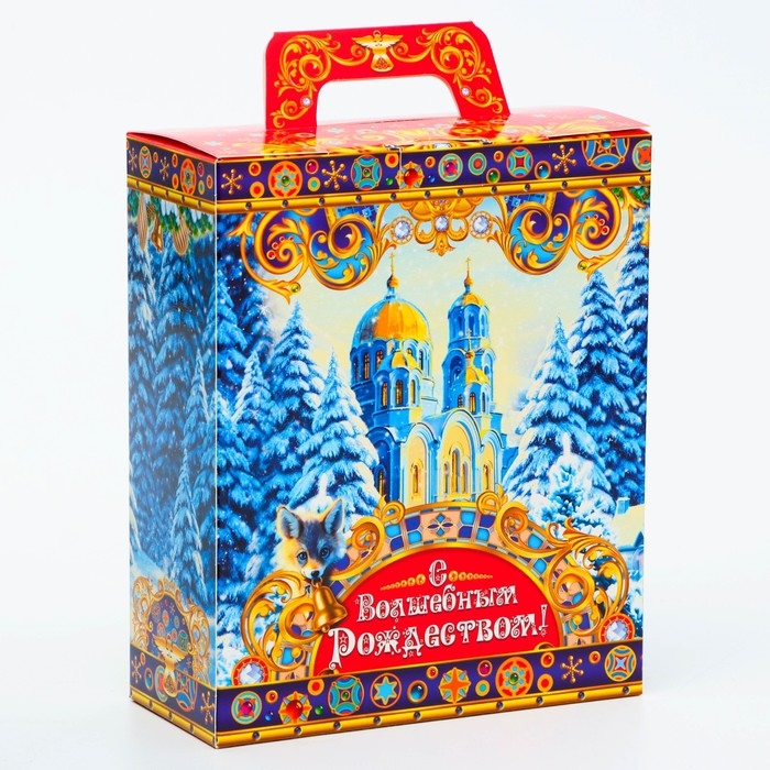 Новый год. Подарочная коробка Новогодняя Презент Новый год. Подарочная коробка Новогодняя Презент "Рождество в зимнем лесу" 15,5 х 7 х 19 см.