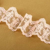 Кружево на сетке, 55 мм &times; 9 &plusmn; 0,5 м, цвет розовый