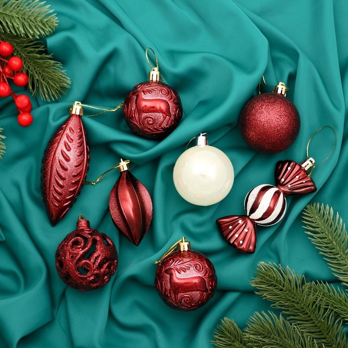 Набор украшений пластик 28 шт "Торжество" белый красный