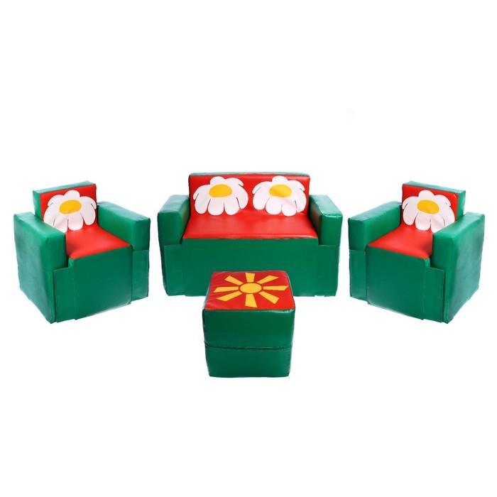 Игровой набор мебели &laquo;Солнышко&raquo;, 2 кресла, пуф, диван, МИКС
