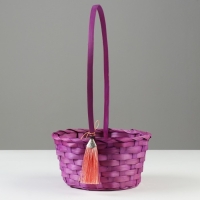 Корзина плетеная, D19 х 9 х 32 см, фиолетовая, бамбук