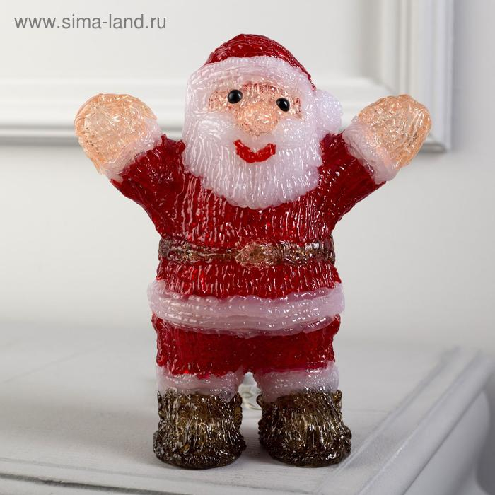 Светодиодная фигура &laquo;Дед Мороз&raquo; 7 &times; 20 &times; 7 см, акрил, 15 LED, батарейки ААх2 (не в комплекте), свечение белое