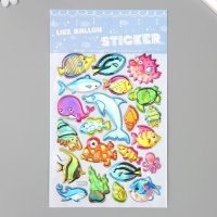 Наклейка пластик голография с металлическим отливом "Подводный мир" 9,5х27 см