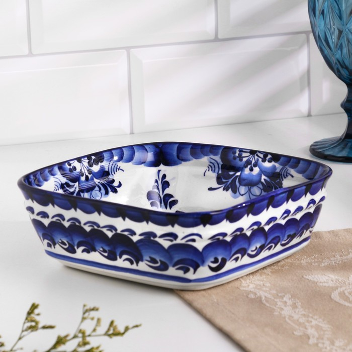 Блюдо &laquo;Сухарница&raquo;, гжель, микс