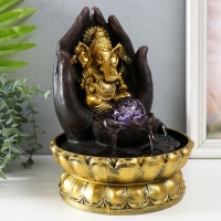 Фонтан настольный от сети, подсветка "Золотой Ганеша в ладонях" 21х21х28 см Фонтан настольный от сети, подсветка "Золотой Ганеша в ладонях" 21х21х28 см