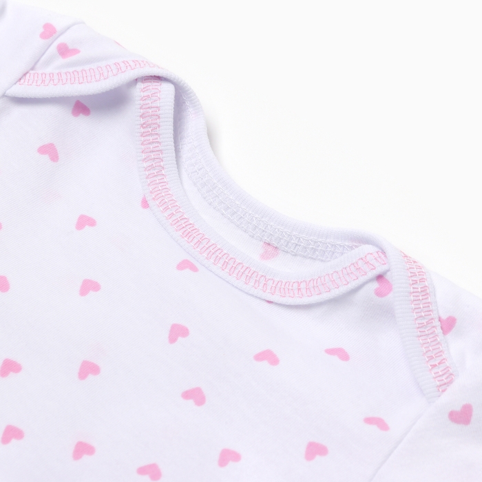 Боди детское с длинным рукавом, цвет белый/сердечки, рост 68 Боди детское с длинным рукавом, цвет белый/сердечки, рост 68