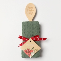 Новогодний подарочный набор Доляна "Чудес в новом году": хаки полотенце 35х60см, хл 100%, вафля 220г/м2