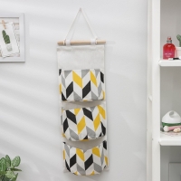 Органайзер подвесной с карманами Доляна &laquo;Зиг-заг&raquo;, 3 отделения, 58&times;20 см, цвет серо-жёлтый