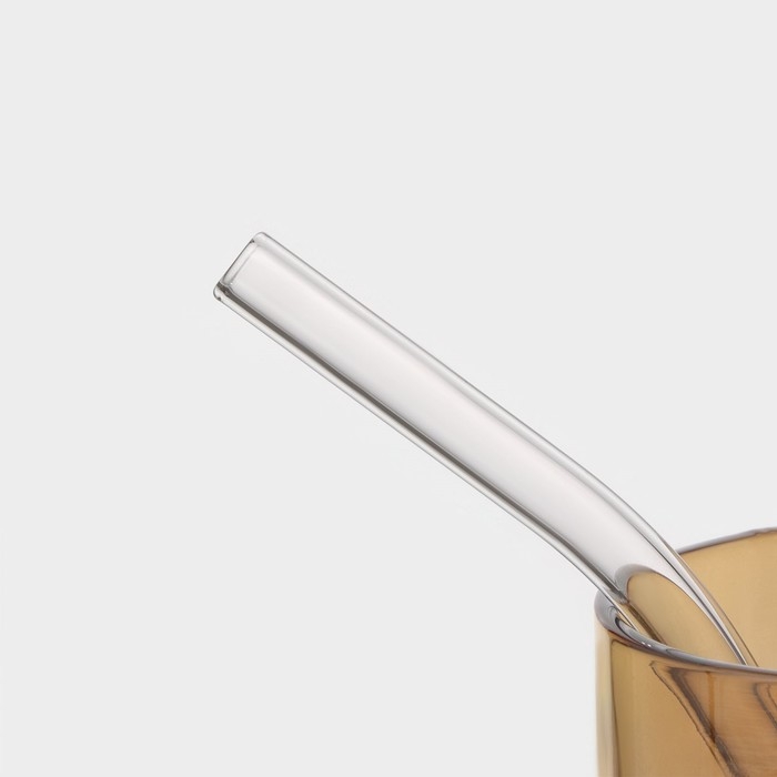 Банка стеклянная с ручкой, крышкой и трубочкой Magistro &laquo;Эко&raquo;, 620 мл, цвет золотой