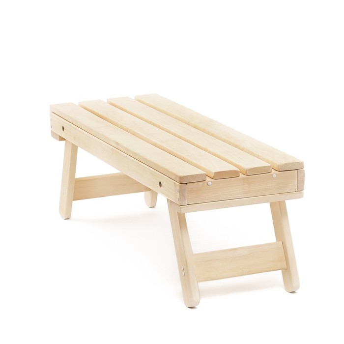 Лавка деревянная складная из липы, 120 х 44 х 43 см, для бани и дачи, нагрузка до 200 кг