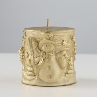 Свеча новогодняя "Снеговики" 6,5х7, золотая