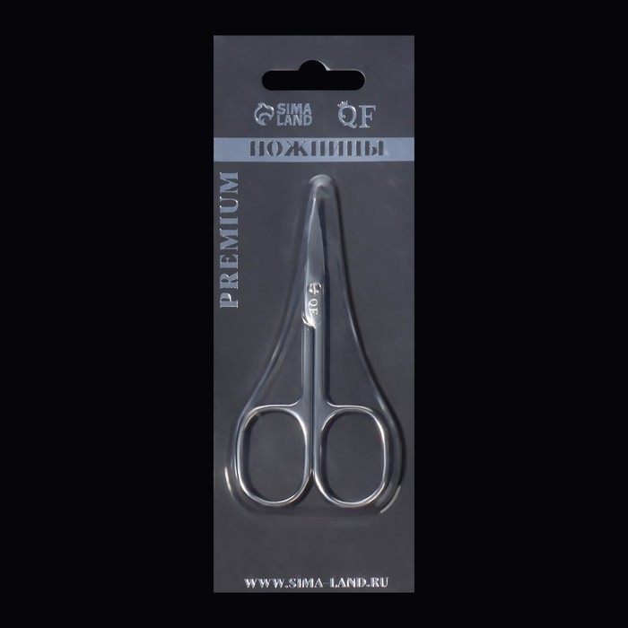 Ножницы маникюрные &laquo;Premium&raquo;, загнутые, широкие, 9,3 см, на блистере, цвет серебристый