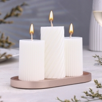 Подсвечник овальный из гипса,17,5х9х1,5см,шампань Подсвечник овальный из гипса,17,5х9х1,5см,шампань