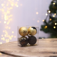 Шары ёлочные новогодние «Новогодних чудес», на Новый год, пластик, d=6, 4 шт., цвет черное золотой Шары ёлочные новогодние «Новогодних чудес», на Новый год, пластик, d=6, 4 шт., цвет черное золотой